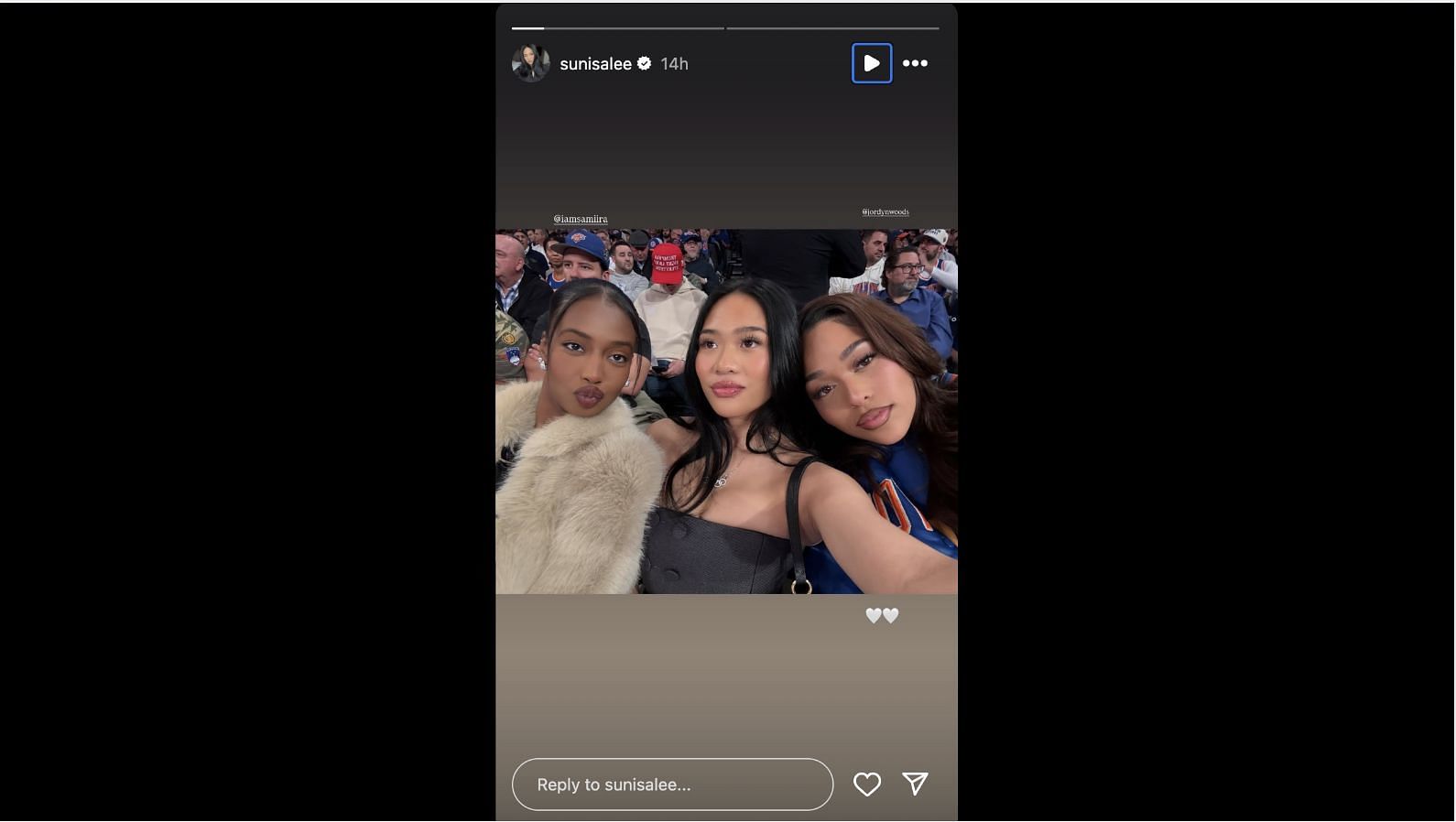 All three celebrities enjoyed each other's company while soaking in Game 1 at MSG.